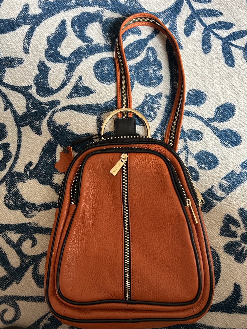 Valentina Brown Leather Crossbody Bag with Gold Hardware EUC